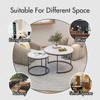 Homy Casa 27.6inch Round Coffee Table Set of 2, Modern Nesting Coffee Tables - Image 6