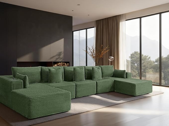168" Cloud Sectional Couch, Comfort U Shaped Sofa by VYUXWO