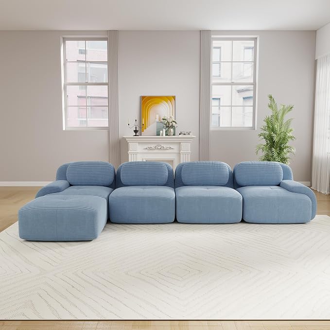 Boneless Sectional Couch, No Assembly Required, 152.7” L Shaped Modular Cloud - Image 2