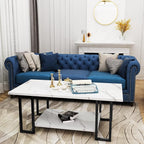 AWQM Marble Coffee Table, Faux Marble Top Rectangular Coffee Table - Image 4