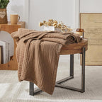 EMME Muslin Blankets for Adults Brown Small Blanket 40" x 50" | Throw Blanket - Image 3