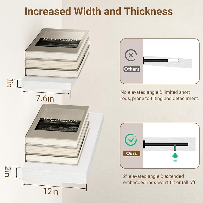 55 Inch Floating Shelves, 12 Inch Deep Floating Shelves - Image 3