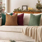 MIULEE Soft Corduroy Decorative Throw Pillow Covers Christmas Green 18x18 | Set - Image 4