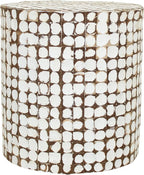 East at Main Boho Side Table Nightstand – White Coconut Shell End Table - Image 6