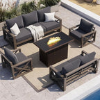 UDPATIO Aluminum Patio Furniture Set, Faux Wood Grain Modern Outdoor Furniture by UDPATIO