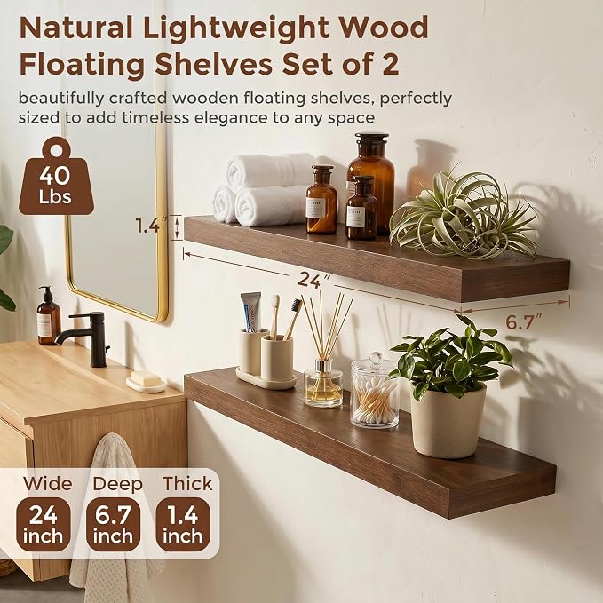 fuqing Wood Floating Shelves | 24 Inch Floating Shelves - Image 3