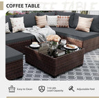 UPHA 9 Pieces Patio Furniture Sets, Wicker Outdoor Sectional Sofa Couch - Image 5