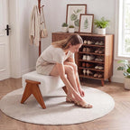 Linen Padded footstools Mid Century Modern Ottoman - Image 4
