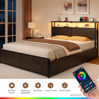 Rolanstar Queen Bed Frame with 4 Storage Drawers, Charging Station and LED - Image 6