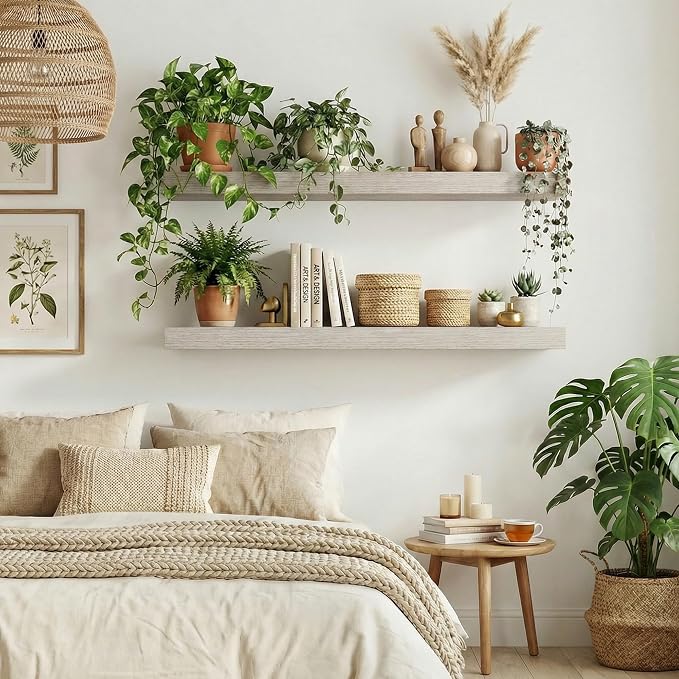 Dreamland Floating Shelves for Wall, 2 Pack Rustic Wooden Wall Shelves - Image 2