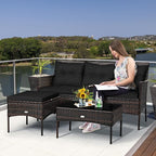 Tangkula 3 Pieces Patio Conversation Set, All Weather Outdoor PE Rattan Wicker - Image 3