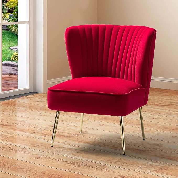 HULALA HOME Velvet Accent Chair, Modern Upholstered Cute Side Chair by HULALAHOME