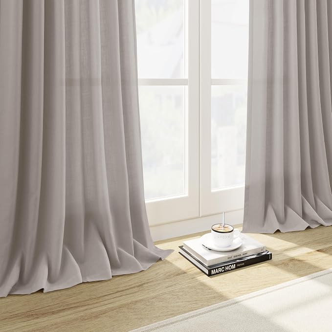 Stone Grey Linen Curtains 120 Inches Long - Image 5
