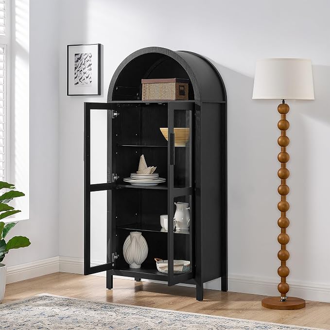 67" Black Tall Display Cabinet - Image 3