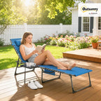 Outsunny Folding Chaise Lounge Chair Outdoor Tanning Chair - Image 2