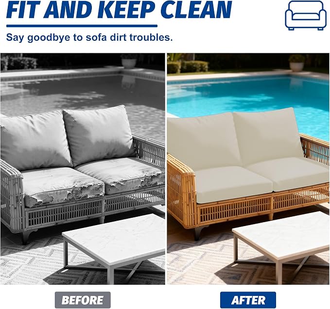 4Pcs Patio Cushion Covers, Outdoor Stretch Cushion Covers, Washable | Stretch - Image 5