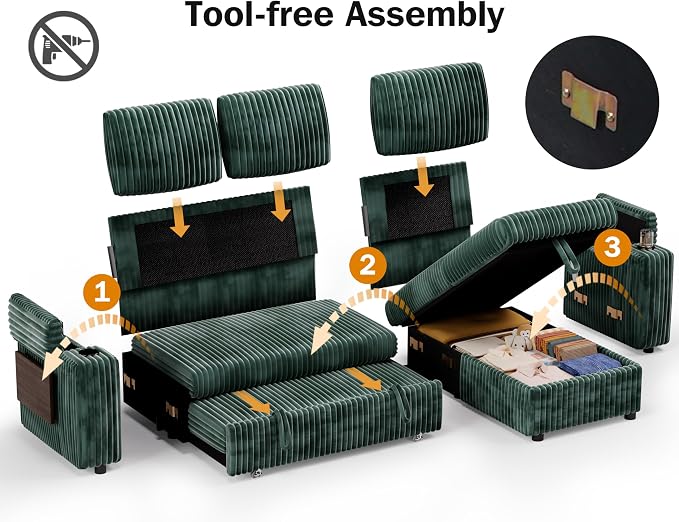 Vipbear 86" Modular Sectional Sleeper Sofa - Image 4