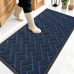 OLANLY Front Door Mat Outside 47x23, All-Season Absorbent Rubber Doormat | Blue by OLANLY
