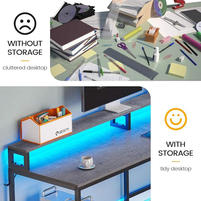 SEDETA L Shaped Desk, Gaming Desk - Image 7