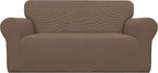 Easy-Going Stretch Oversized Loveseat Couch Covers Washable Brown | 1-Piece by Easy-Going