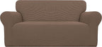 Easy-Going Stretch Loveseat Couch Covers Washable Brown | 1-Piece Loveseat by Easy-Going