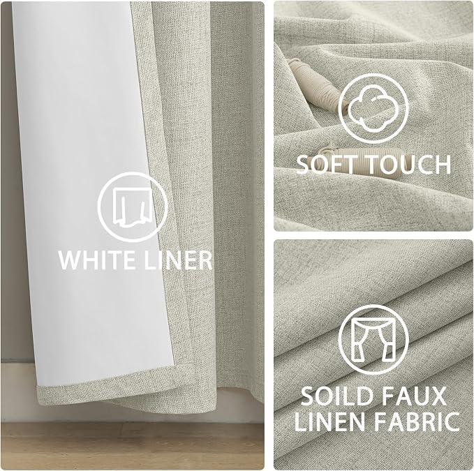 Yakamok Cream Linen Textured Curtains 90 Inches Long - Image 6
