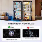 Dystler Display Cabinet with Glass Doors, LED Display Case with Removable Shelf - Image 5