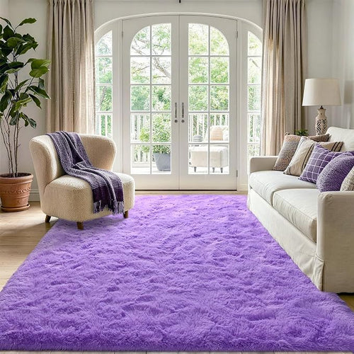 4'x5'3'' Purple Fluffy Soft Area Rug Non-Slip - Image 2
