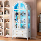 Vlsrka 71 Inch Arched Curio Cabinet, 4-Tier Display Cabinet and 2 Drawers - Image 9