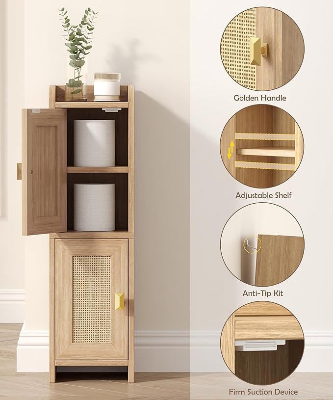 Akxomel Rattan Small Bathroom Cabinet - Image 5