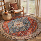 SERISSA 4ft Washable Non Slip Round Boho Area Rug by SERISSAHomeDecorCollection