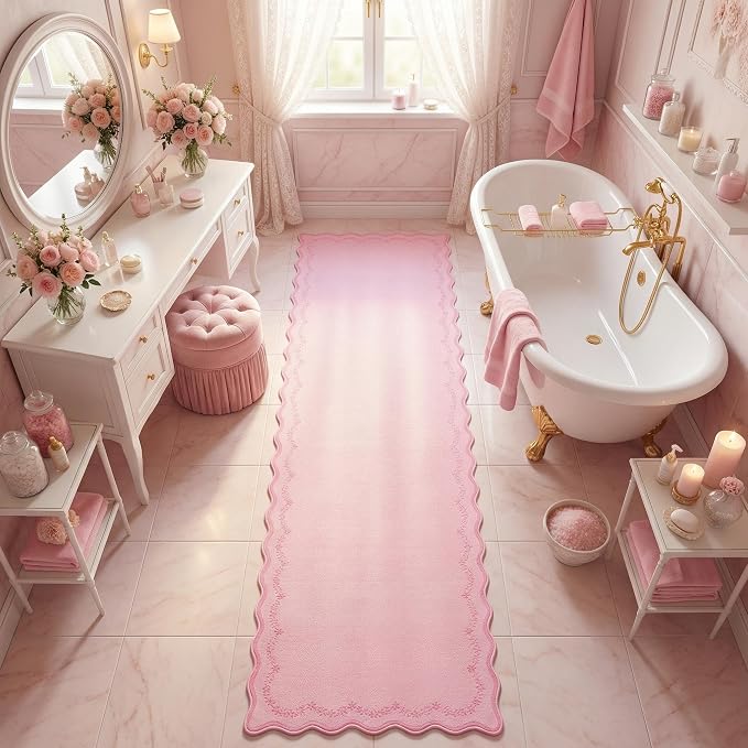 GarveeHome 2.5x10 Scalloped Washable Runner Rug Long Hallway Kitchen Rug | Soft - Image 3