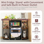 Mini Fridge Cabinet Stand with Power Outlet and Led Light, Coffee Bar Cabinet - Image 5