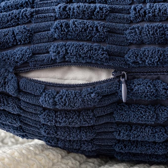 MIULEE Corduroy Decorative Throw Pillow Covers 18x18 Navy Blue Pack of 2 | Soft - Image 7