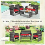 Goplus 4-Piece Rattan Patio Furniture Set, Outdoor Wicker Conversation Sofa - Image 5