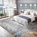 9x12 Area Rugs for Living Room Washable Bedroom Dining Room Brown Blue | Modern - Image 2