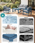 SERWALL 4 Pieces HDPE Outdoor Sofa Set - Image 9