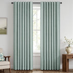 MIULEE 100% Blackout Linen Curtains 42 x 90 Inch Seafoam Green 2 Panels | by MIULEE