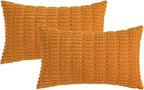 MIULEE Fall Corduroy Decorative Throw Pillow Covers 12x20 Burnt Orange | Lumbar - Image 6