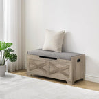IDEALHOUSE Storage Bench, 39.4" Retro Wooden Storage Chest - Image 7