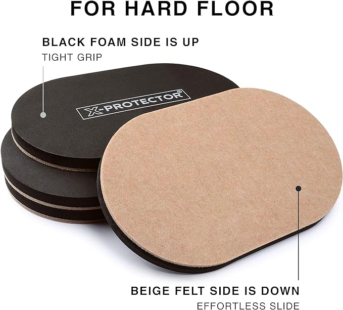 Felt Furniture Sliders Hardwood Floors X-PROTECTOR – 4 PCS 9 1/2 inch Furniture - Image 4