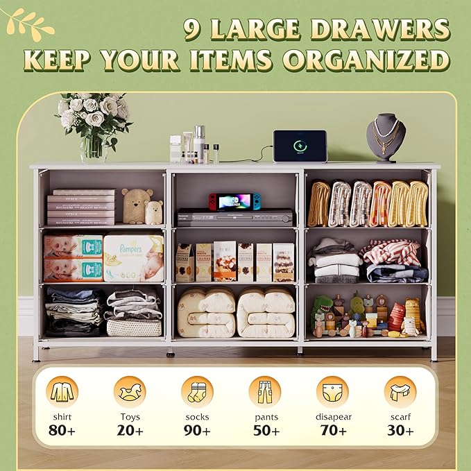 WLIVE 54''W Dresser for Bedroom, 65 inch TV, Wide Chest of Drawers - Image 4