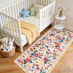 Floral Washable 2x5 Area Rugs Runner Entryway Hallway Pink | Flower Carpet - Image 2
