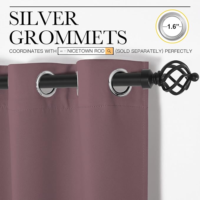 NICETOWN Dry Rose Blackout Curtains 120" Long - Image 3