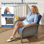 Weaxty Wicker Patio Furniture Set High Back Loveseat Sofa Couch Armchair Coffee - Image 3
