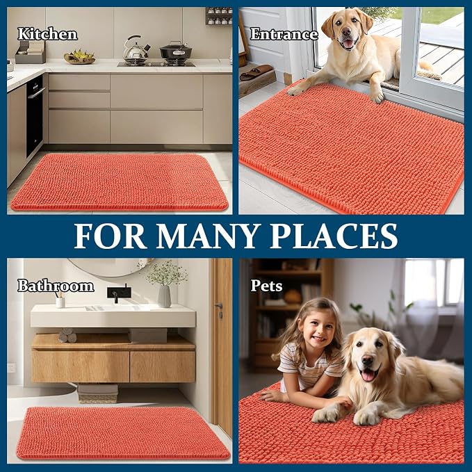 OLANLY Dog Door Mat for Muddy Paws 47x32, Super Absorbent Chenille Mud Mat | - Image 8