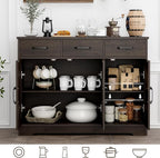 HOSTACK Modern Farmhouse Buffet Sideboard Cabinet, Barn Doors Storage Cabinet - Image 5