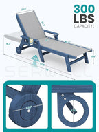 SERWALL Textilene Patio Chaise Lounge Chair, 5 Positions Adjustable Outdoor - Image 2