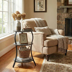 Vintage Small Round Side Table, 3-Tier Slim Waist Circular End Table - Image 5