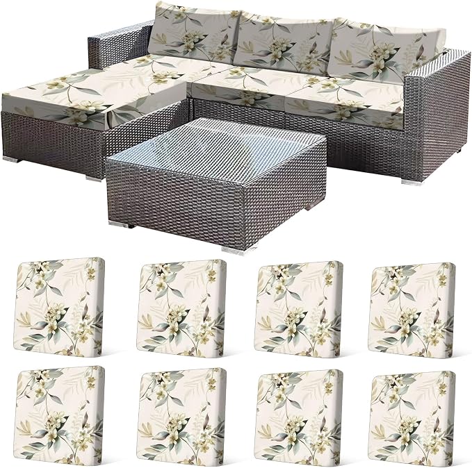 CALBODE 8 Pcs Stretch Indoor/Outdoor Seat Cushion Covers, by CALBODE